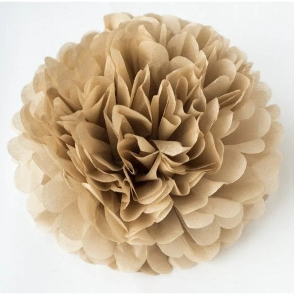 12 pc Natural Tissue Paper Pom Pom Boho Wedding Decor Party Hanging Flower 16
